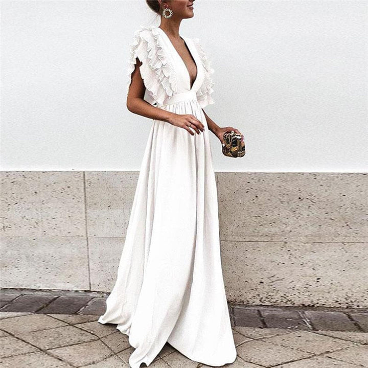 Long flowy maxi dress for women, designed for elegance and comfort. Perfect summer or evening wear.