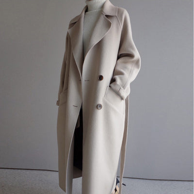 Women's elegant long casual Isabella wool winter jacket, perfect for stylish cold weather outerwear.