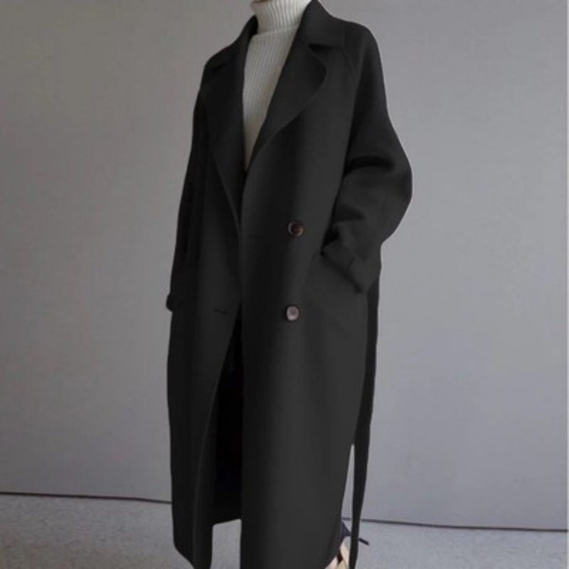 Chic Isabella women's long casual winter coat, elegant outerwear for stylish cold weather fashion.