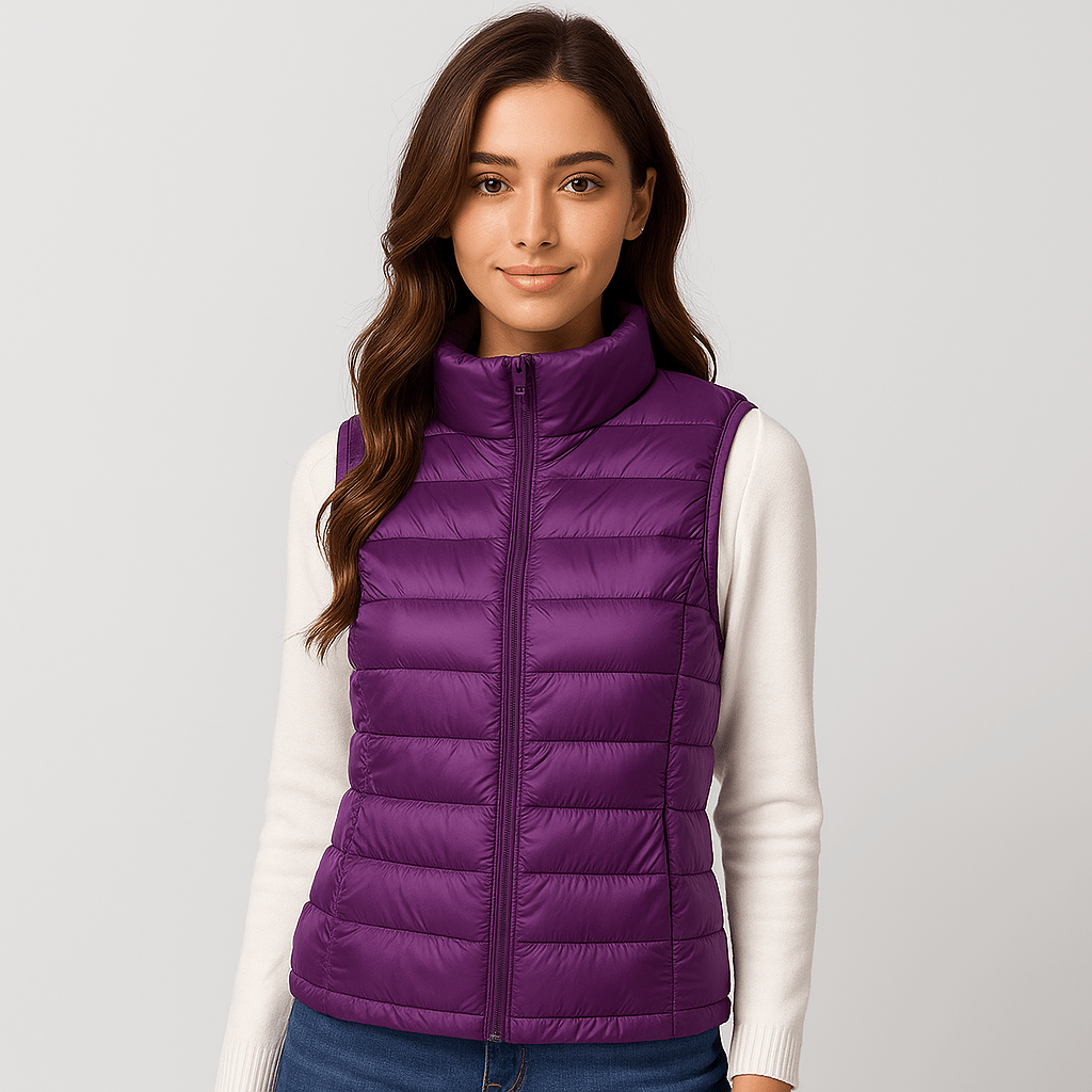 Women's elegant pleated jacket, lightweight microlight outerwear, warm and comfortable for fall.