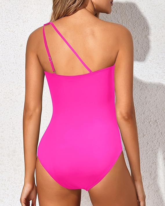 Stylish women's one-shoulder one-piece, perfect for summer with tummy control and comfort.