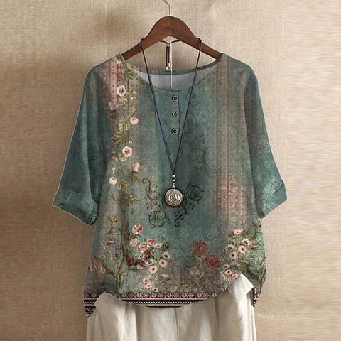 Women's elegant retro-inspired long sleeve blouse, perfect for classic and chic fashion.