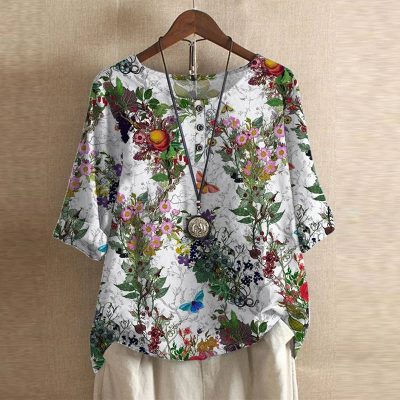 Modern women's elegant retro blouse, a comfortable long sleeve vintage top for contemporary style.