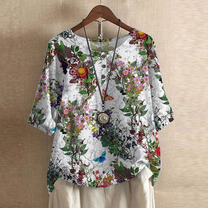 Modern women's elegant retro blouse, a comfortable long sleeve vintage top for contemporary style.