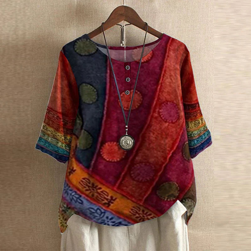 Chic women's retro blouse with delicate long sleeves, an elegant classic fashion top.
