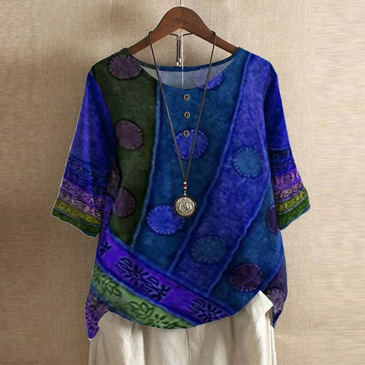 Elegant women's retro blouse, a comfortable long sleeve vintage top for versatile styling.