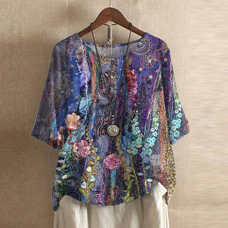 Sophisticated women's retro-inspired blouse, an elegant long sleeve vintage top for a refined look.