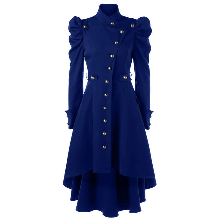 Timeless classic women's retro midi jacket with an elegant standing collar.