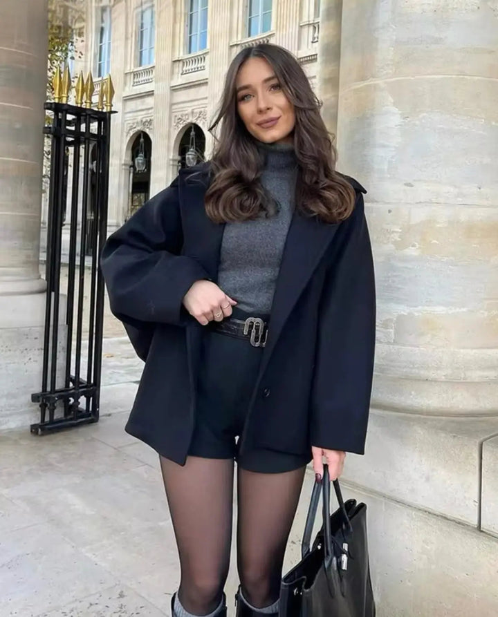 Classic short coat for women, an elegant jacket offering chic style and warm winter layering.