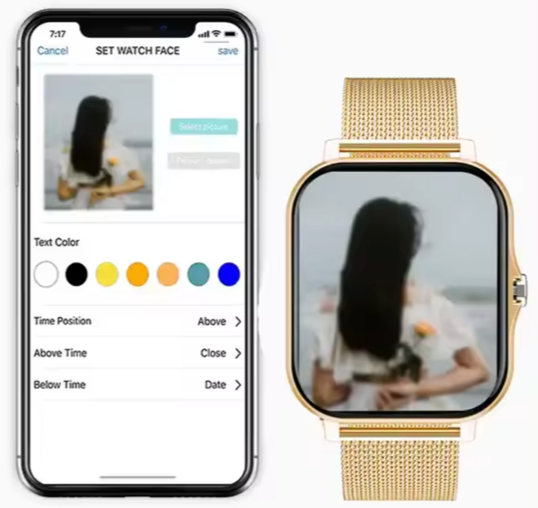 Women's fitness tracker smartwatch, monitoring heart rate, steps, and sleep for active lifestyles.