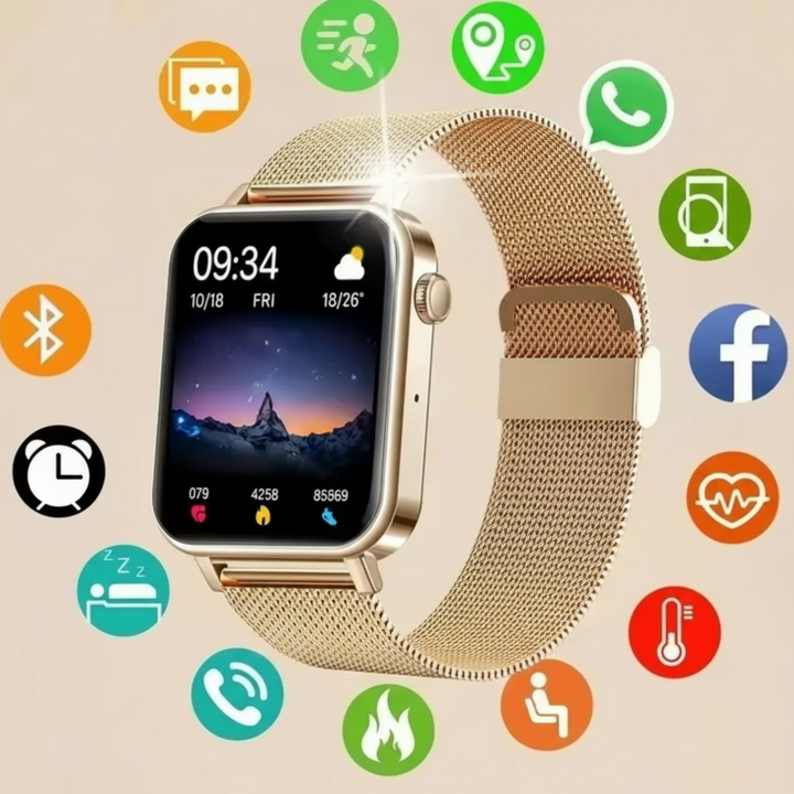 Elegant women's smartwatch with exceptional long battery life, perfect for continuous health tracking.