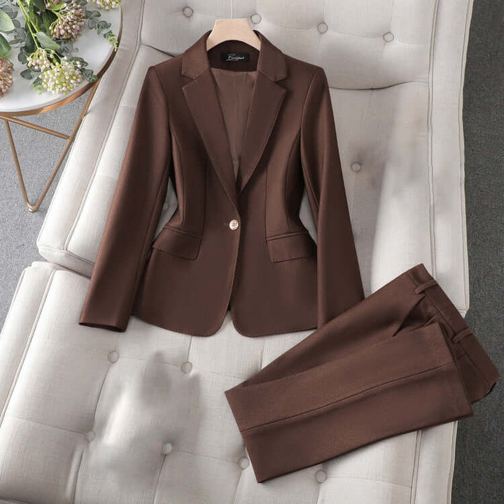 Women's elegant professional suit with tailored blazer & pants. Perfect for office, business, or formal events.
