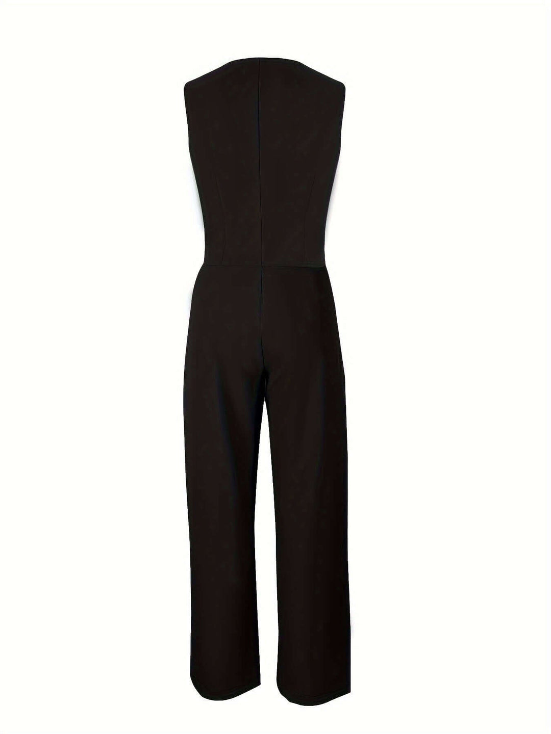 Women's professional two-piece tailored pant suit with vest and wide-leg pants, perfect for office fashion.
