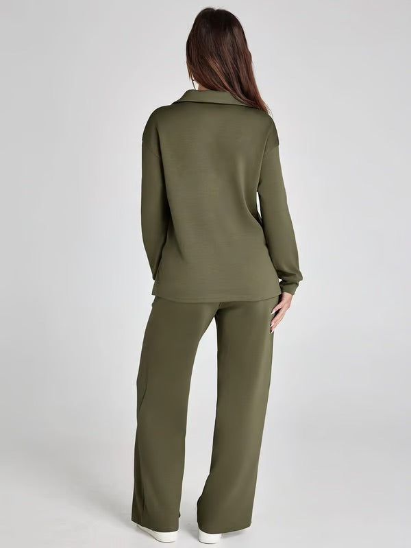 Comfortable two-piece set for women, soft fabric and relaxed fit for versatile everyday wear.