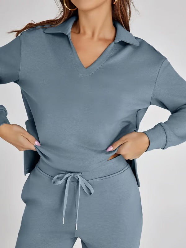 Versatile women's two-piece casual set, stylish enough for errands, comfy for home.