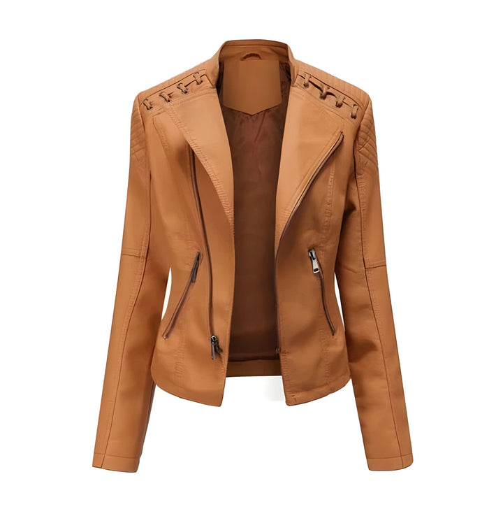 Chic lambskin leather jacket for women. Vintage style, elegant, & timeless fall/spring fashion.