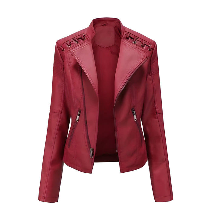 Women's vintage style lambskin leather jacket, an elegant & versatile classic for any season.
