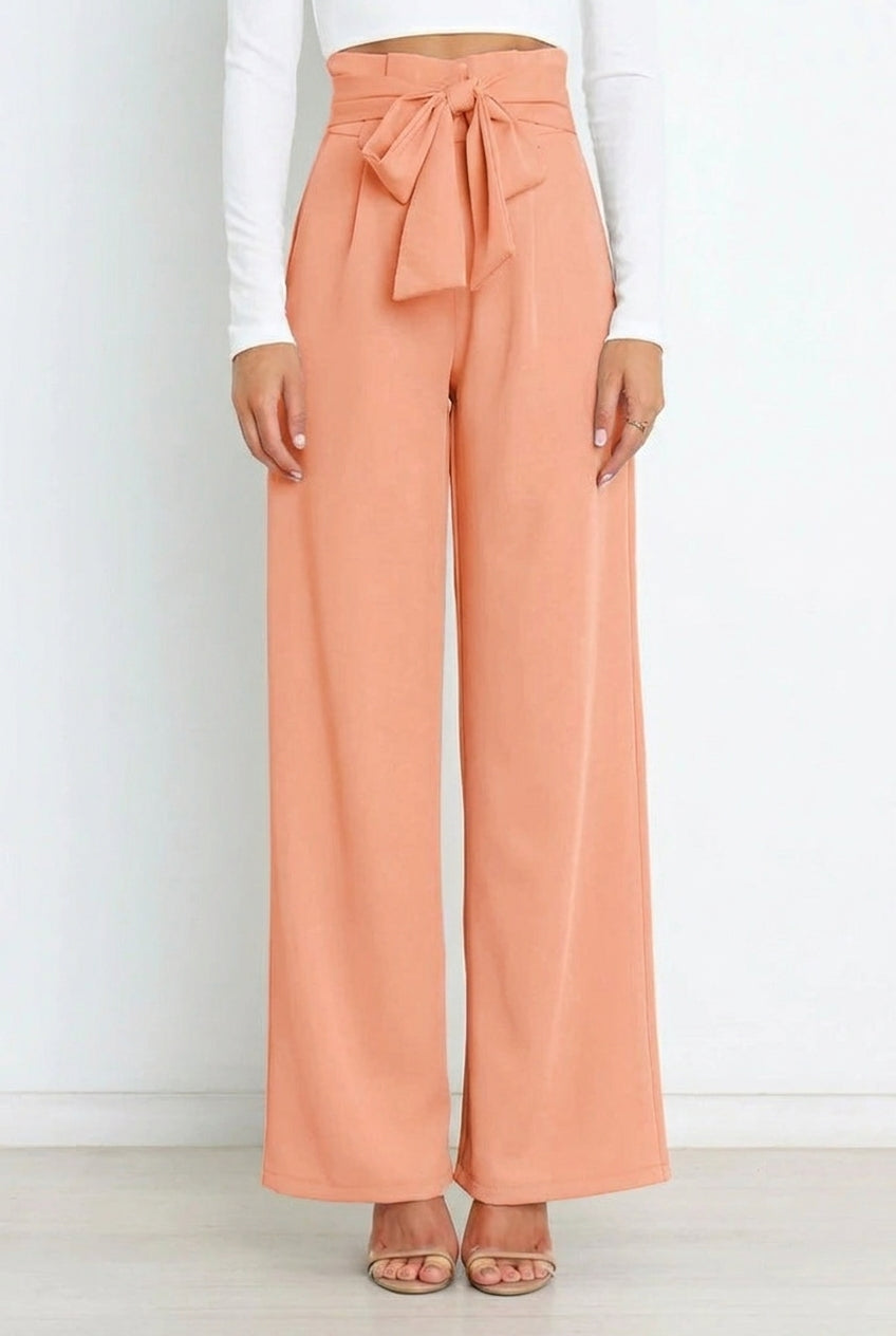 Fashionable women's wide leg high waist trousers, a comfortable & professional bottom for office and business wear.