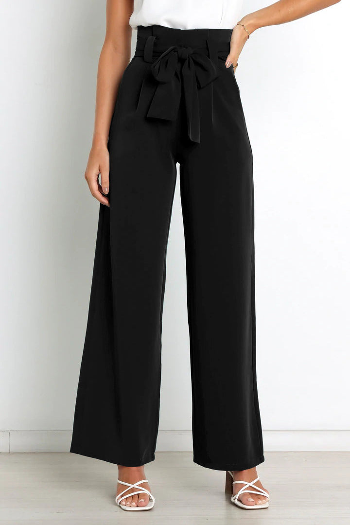 Professional women's wide leg high waist work pants, elegant and stylish for office, business, and daily fashion.