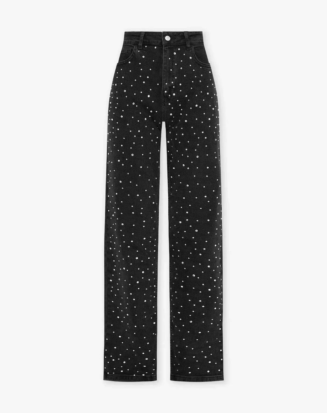 Modern style women's embellished straight leg jeans, a chic denim bottom for any occasion.