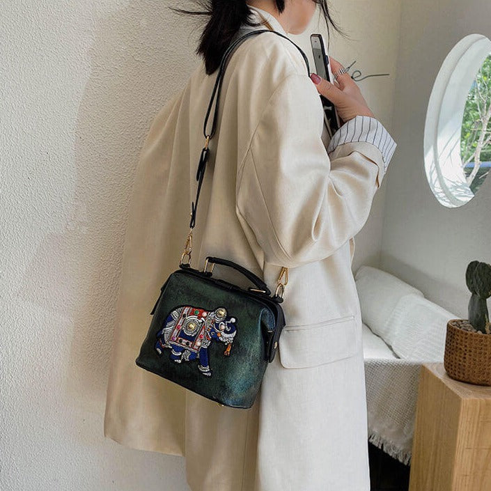 Trendy bohemian style shoulder bag with embroidery. Lightweight women's mandala crossbody purse.