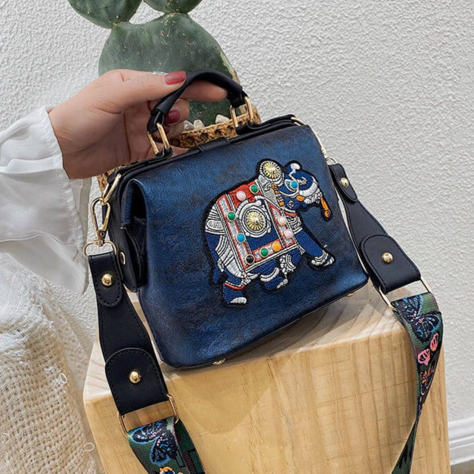 Fashionable women's mandala purse, lightweight. Embroidered bohemian shoulder bag, versatile & casual.