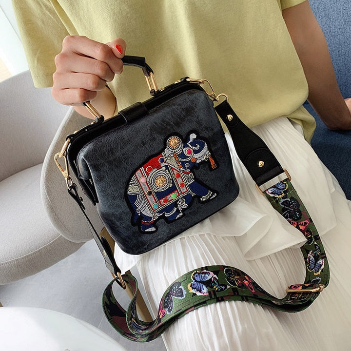 Bohemian lightweight women's shoulder bag. Multi-use embroidered mandala crossbody purse for casual wear.