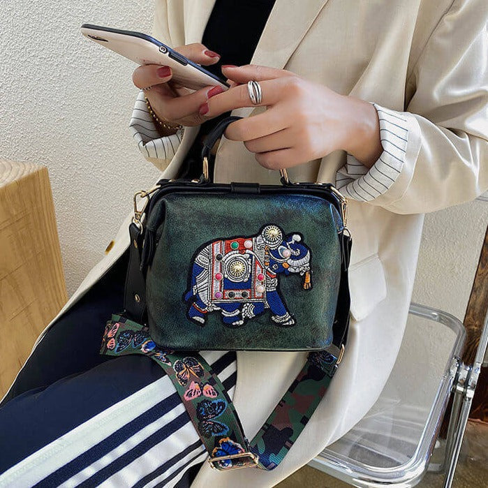 Practical multi-use embroidered shoulder bag. Women's lightweight bohemian mandala crossbody purse.