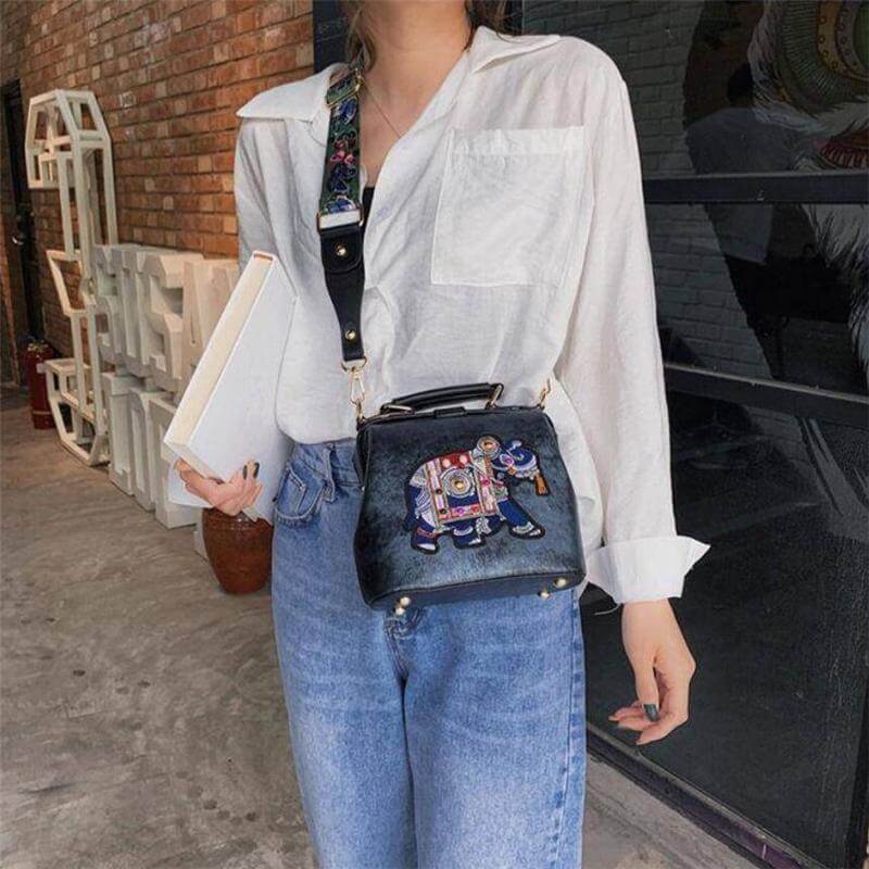 Charming bohemian women's shoulder handbag. Lightweight embroidered mandala purse, perfect for casual wear.
