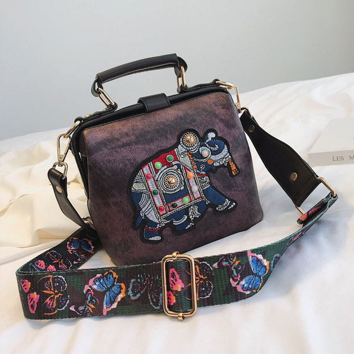 Stylish women's shoulder bag with mandala design. Lightweight embroidered bohemian purse, multi-use.