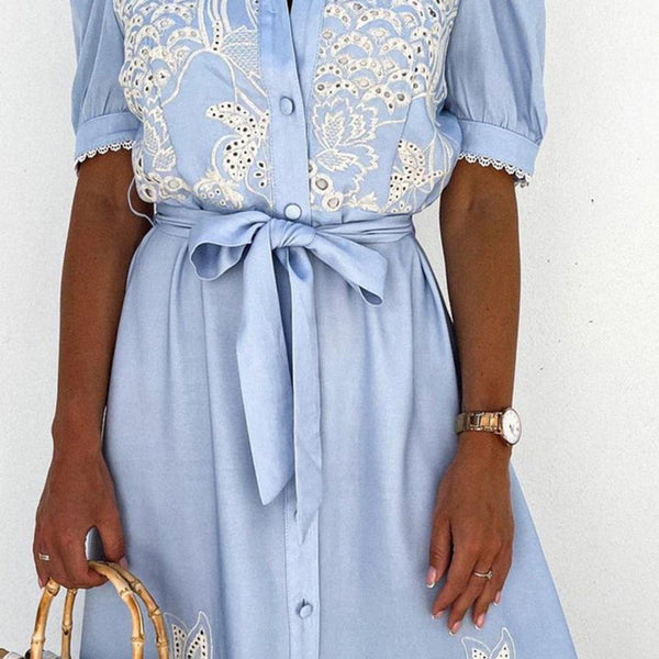 Elegant women's embroidered maxi dress, perfect for summer parties, vacation, or casual comfort.