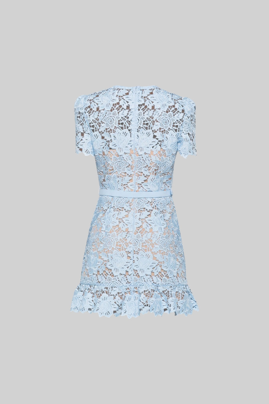 Charming women's summer mini day dress, embroidered, with a waist belt, ideal for warm weather outings.