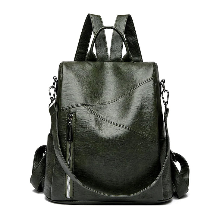 Women's stylish faux leather backpack, a chic and practical everyday bag with a sleek design.