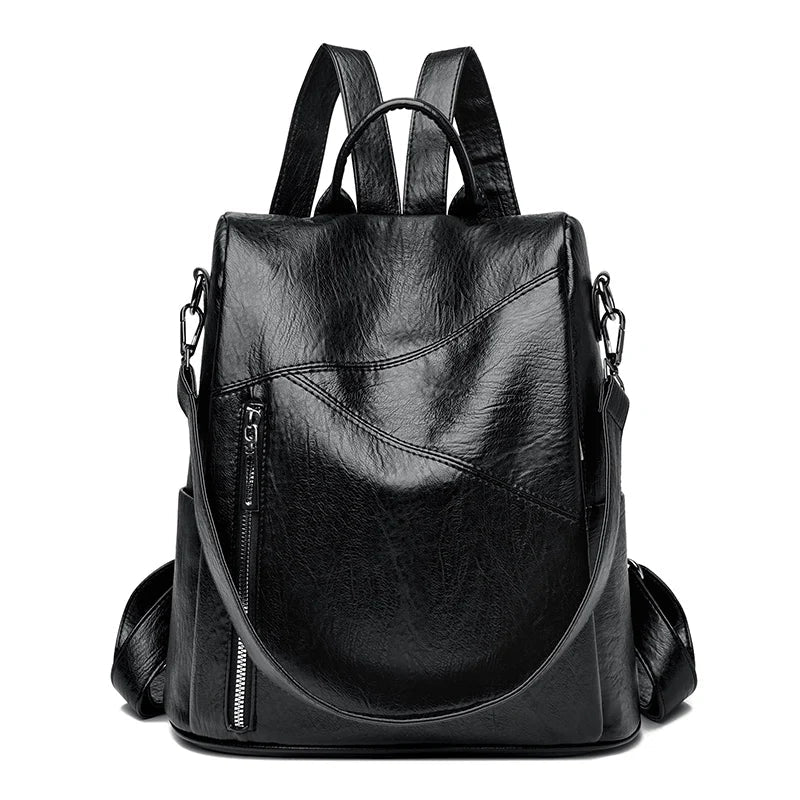 Everyday women's faux leather backpack, perfect for work or travel, chic and practical.