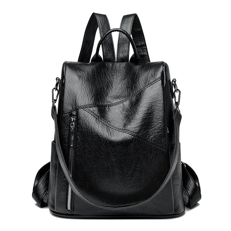 Structured faux leather backpack, a chic and durable everyday bag for modern women.