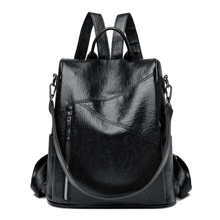 Structured faux leather backpack, a chic and durable everyday bag for modern women.