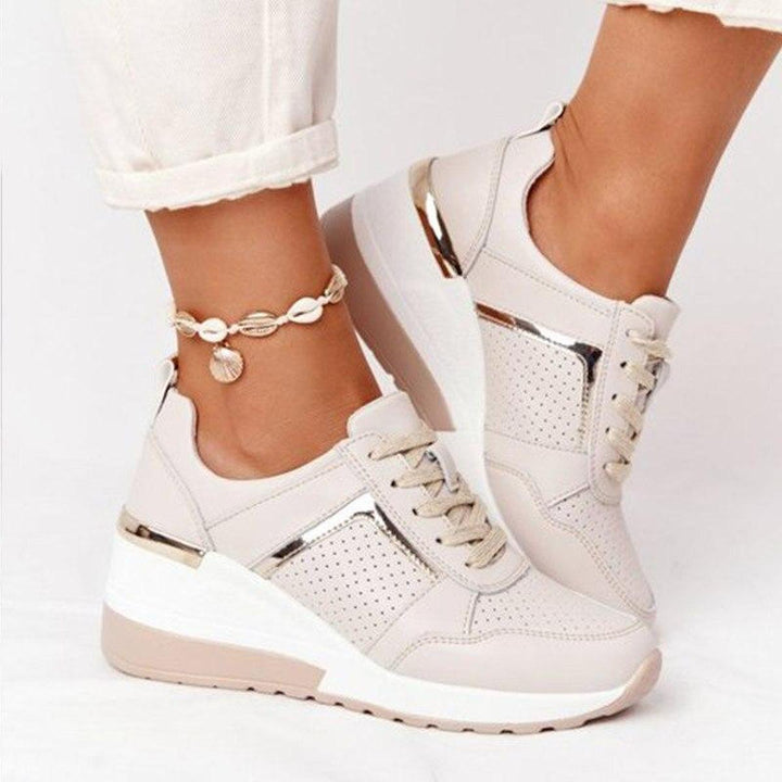 Women's everyday comfort wedge sneakers, stylish & supportive for all-day wear.