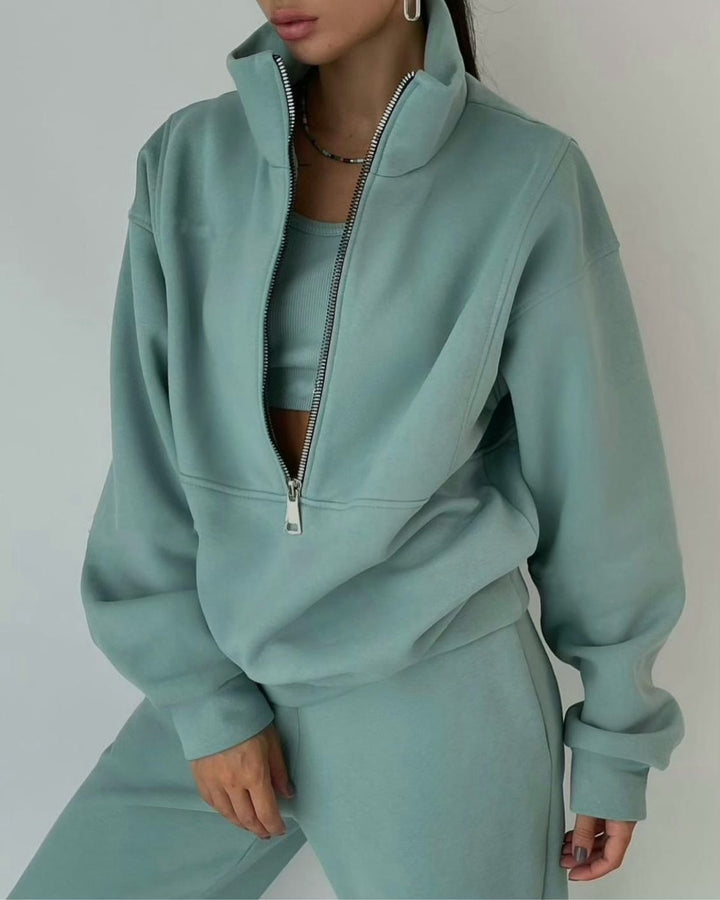 Soft Evy fleece lounge set for women, a comfortable two-piece matching outfit perfect for cozy home relaxation.