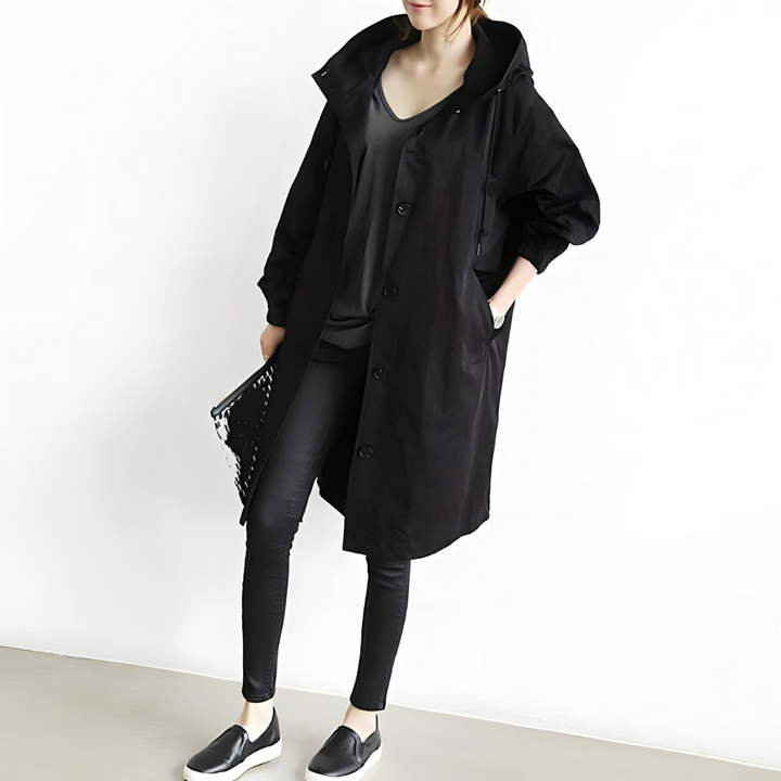 Cozy women's winter jacket, stylish and warm for cold weather. Essential fashionable ladies coat & outerwear.