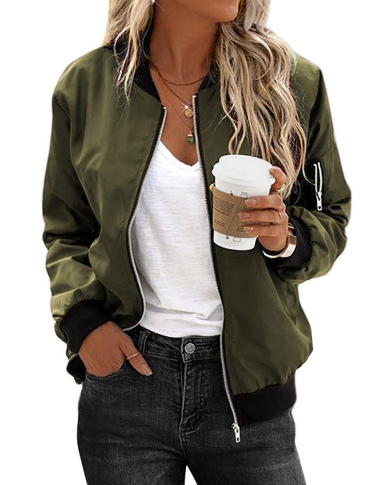 Women's Felicity Classic Bomber Jacket. Stylish and versatile outerwear for fall & spring fashion.