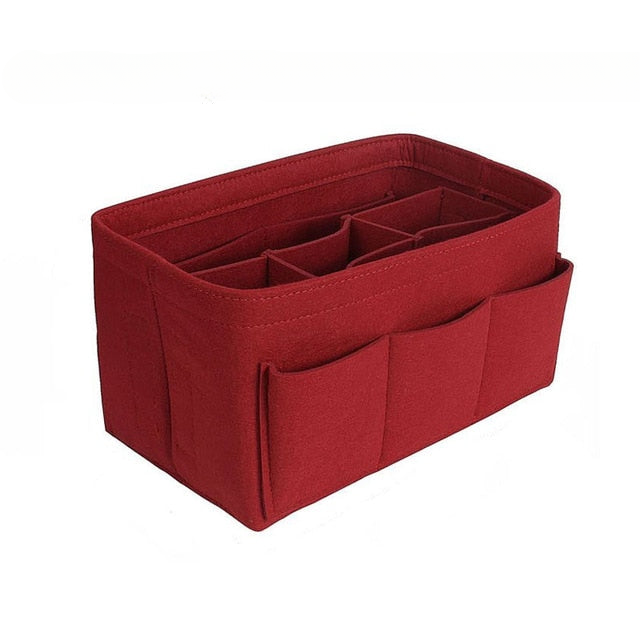 Premium felt handbag organizer insert for women's bags, ideal for cosmetic, travel, and daily organization.