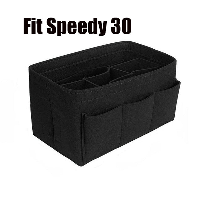 Soft felt purse organizer insert for women's bags, keeping daily essentials and cosmetics tidy.