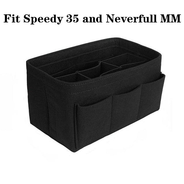 Multi-compartment felt handbag organizer insert for women, ideal for makeup, accessories & daily essentials.