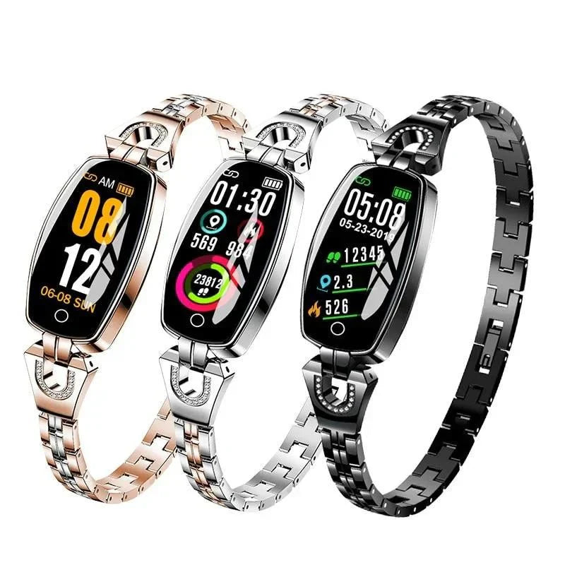 Women's FitStyle waterproof fitness tracker for health monitoring, heart rate, sleep, and activity tracking.