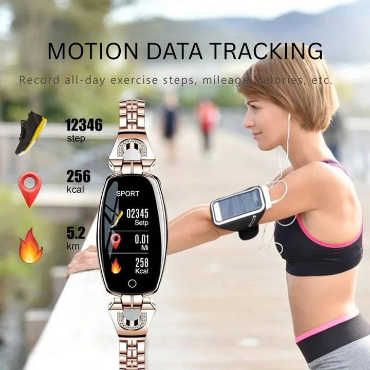 FitStyle women's waterproof fitness tracker charging, ready for all-day health monitoring.