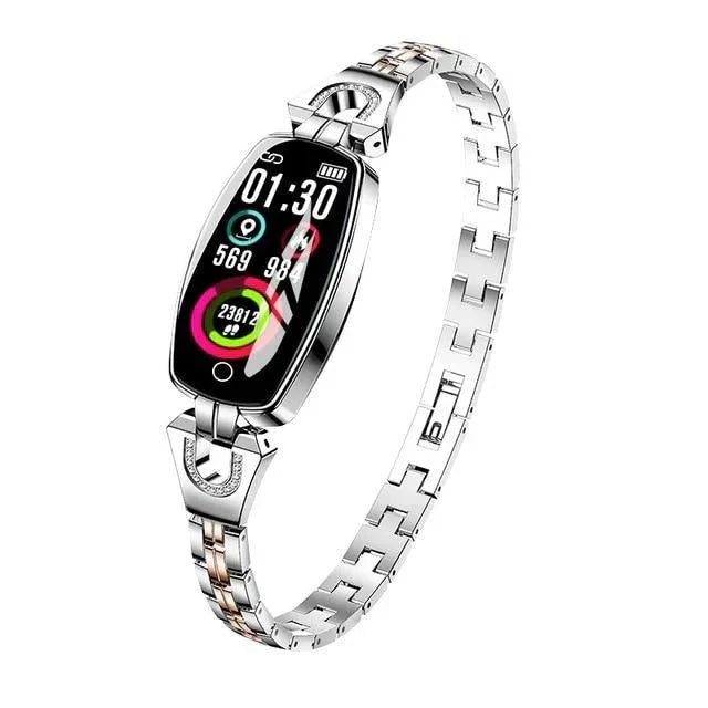 FitStyle women's waterproof activity monitor, tracking steps, distance, and calories for fitness.