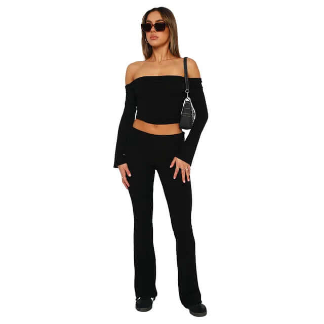 Stylish low-rise flared pants for women, offering comfort and versatile fashion.