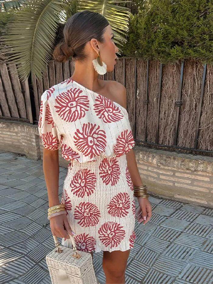 Chic knitted asymmetrical dress for women. Versatile style, perfect for casual or elegant evening wear.