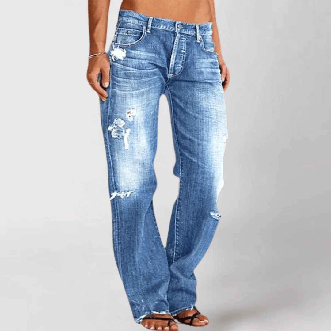Women's flattering mid-rise stretch bootcut jeans. Everyday denim for comfort and style.