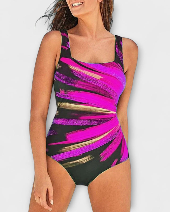 Elegant women's one-piece swimsuit with supportive fit & body sculpting design. Perfect for summer beachwear.